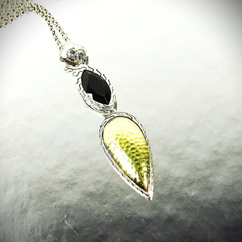 JOHN HARDY Chain Collection Sterling Silver 18K Gold Nephrite Pendant Necklace